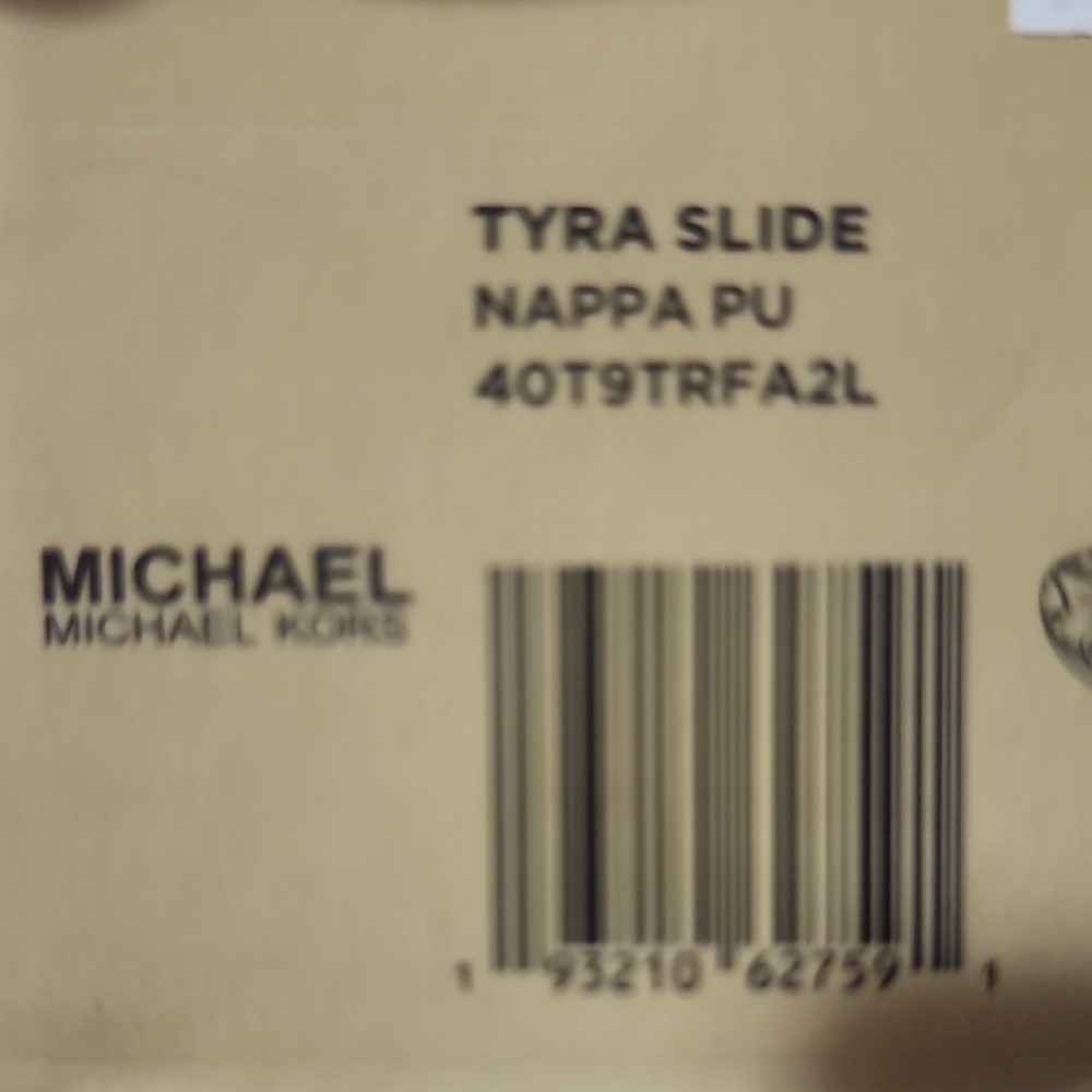 New Michael Kors Tyra Qixi Graffiti Print Optic White Slides Size 9 - Picture 14 of 16